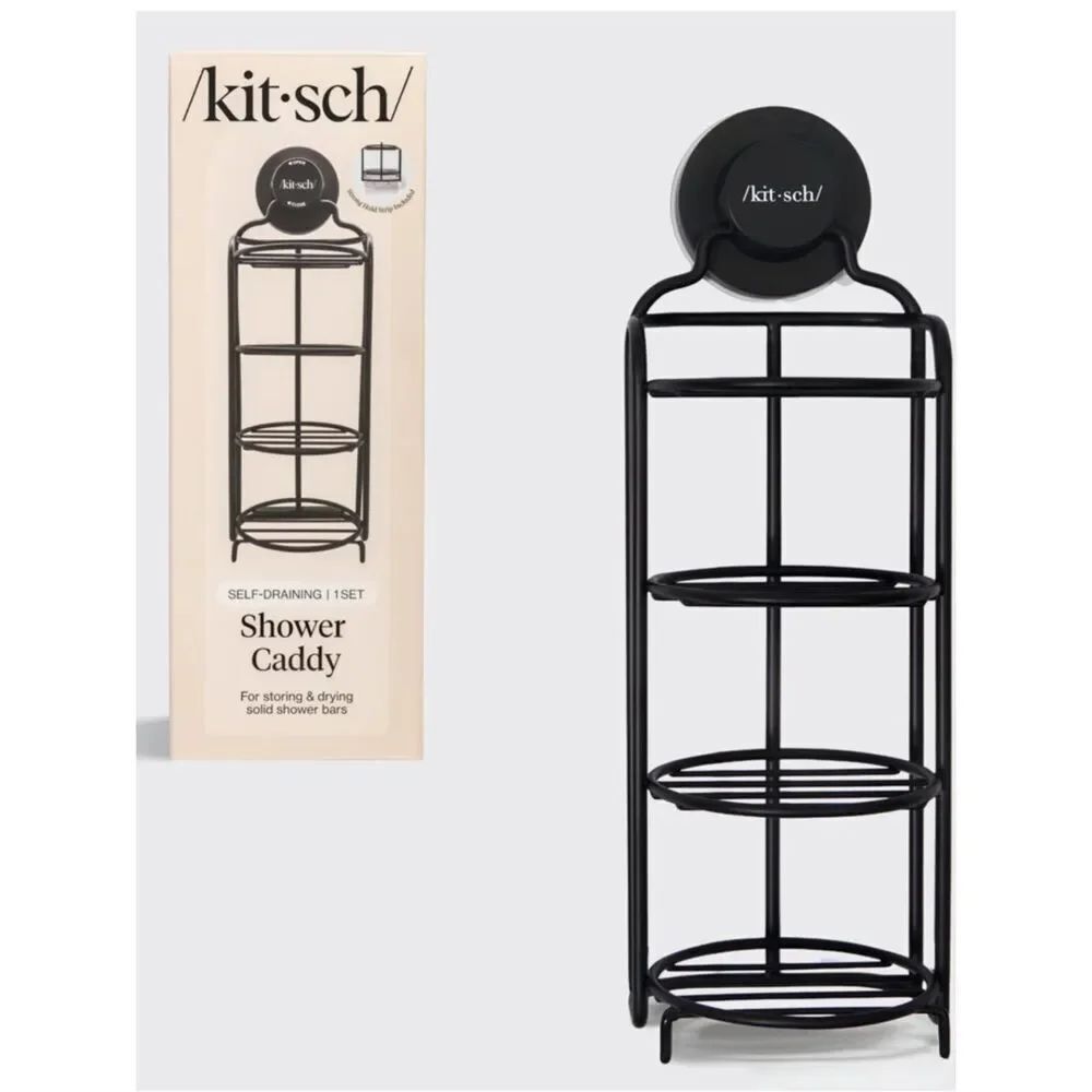 Kitsch Self-Draining Shower Caddy, Black, NWT